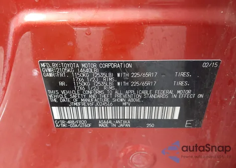 2015 Toyota Rav4 Le z USA, uszkodzony, nr VIN JTMBFREV6FJ024516